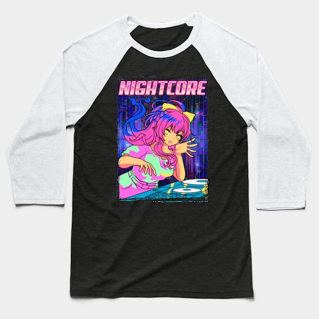 Aesthetic Nightcore Japanese Music Anime Girl EDM Baseball T-Shirt by theperfectpresents